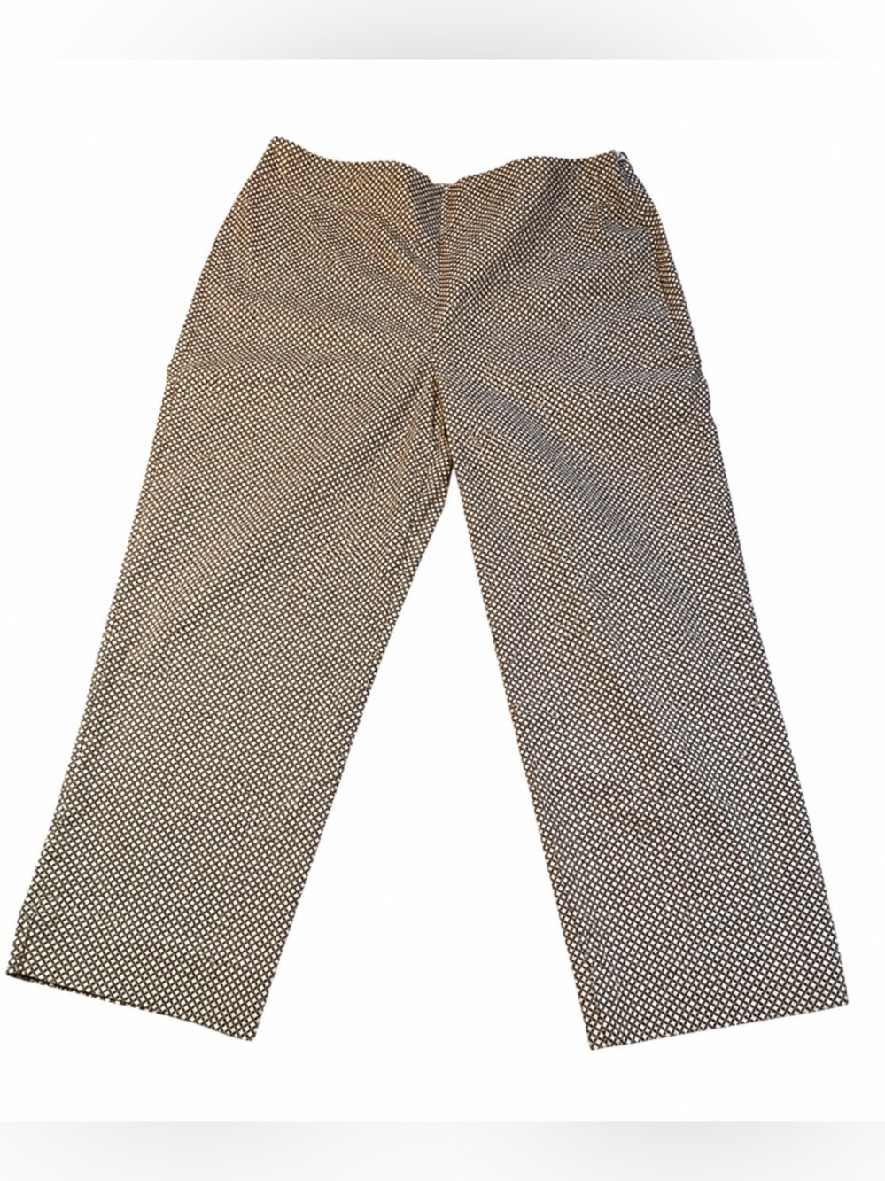 Talbots Petites Heritage Capri Pants Sz 4P Tan & White Geometric Print Side Zip